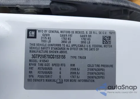 2012 GMC Sierra 1500 Sle из США, поврежденный, VIN 3GTP2VE7XCG153156